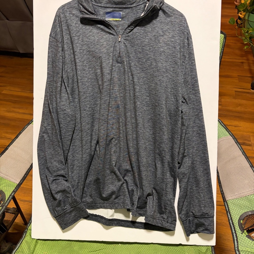 Jack Nicklaus Mens Quarter Zip Pullover Gray Heather Golden Bear Logo Large